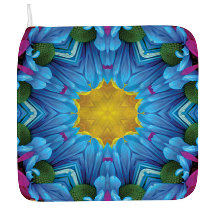 Blue And Pink Flowers Kaleidoscope Print Hand Towel