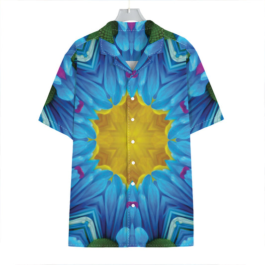 Blue And Pink Flowers Kaleidoscope Print Hawaiian Shirt