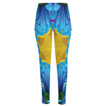Blue And Pink Flowers Kaleidoscope Print High-Waisted Pocket Leggings