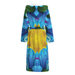 Blue And Pink Flowers Kaleidoscope Print Hooded Bathrobe