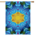 Blue And Pink Flowers Kaleidoscope Print House Flag