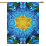 Blue And Pink Flowers Kaleidoscope Print House Flag