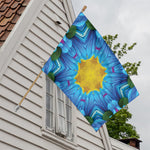 Blue And Pink Flowers Kaleidoscope Print House Flag