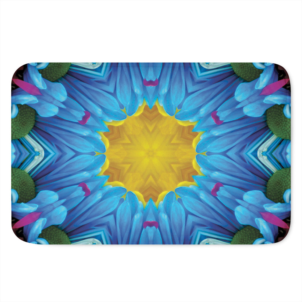 Blue And Pink Flowers Kaleidoscope Print Indoor Door Mat