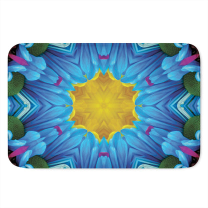 Blue And Pink Flowers Kaleidoscope Print Indoor Door Mat