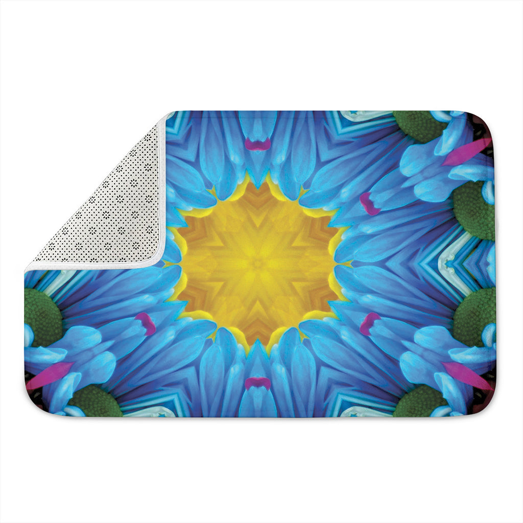Blue And Pink Flowers Kaleidoscope Print Indoor Door Mat