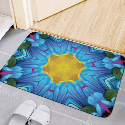 Blue And Pink Flowers Kaleidoscope Print Indoor Door Mat
