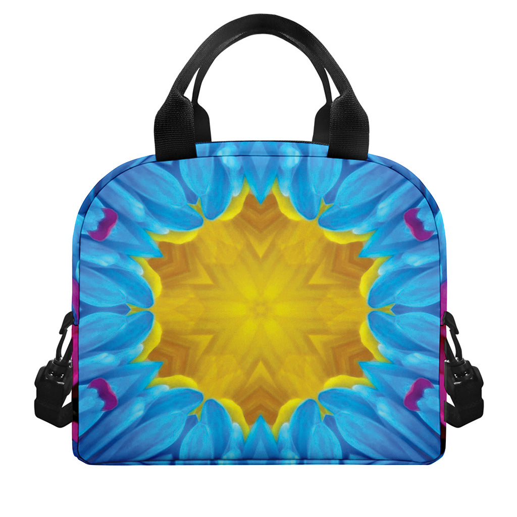Blue And Pink Flowers Kaleidoscope Print Insulated Lunch Bag