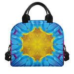 Blue And Pink Flowers Kaleidoscope Print Insulated Lunch Bag