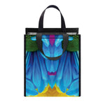 Blue And Pink Flowers Kaleidoscope Print Insulated Lunch Tote