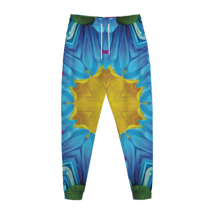 Blue And Pink Flowers Kaleidoscope Print Jogger Pants