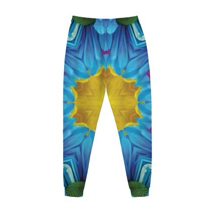Blue And Pink Flowers Kaleidoscope Print Jogger Pants