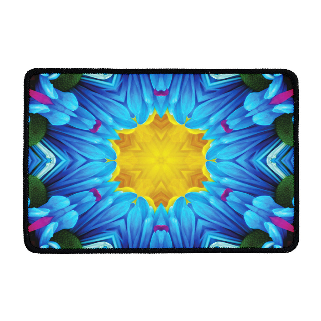 Blue And Pink Flowers Kaleidoscope Print Kitchen Mat