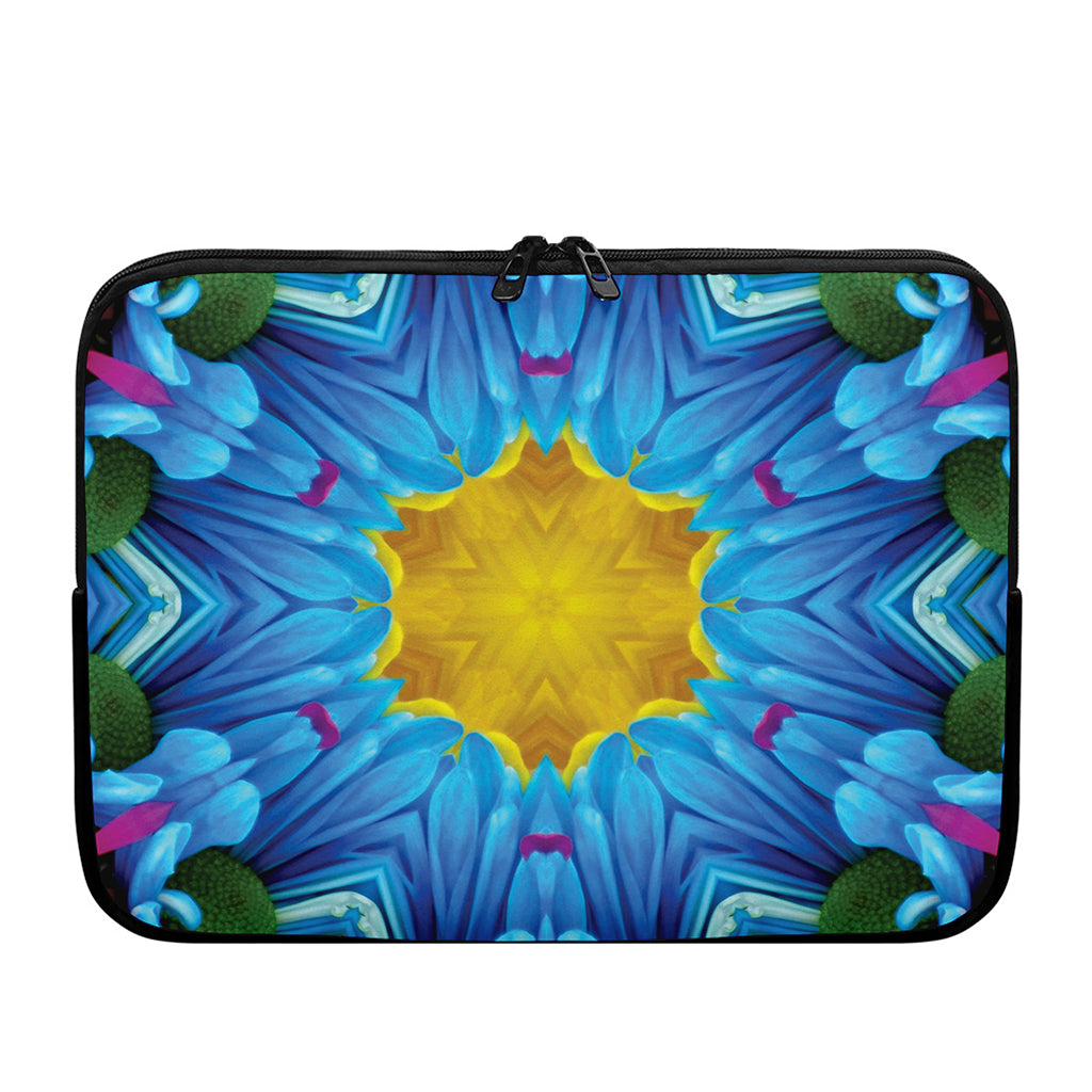 Blue And Pink Flowers Kaleidoscope Print Laptop Sleeve