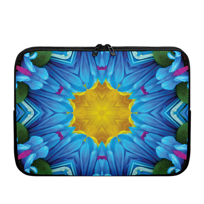 Blue And Pink Flowers Kaleidoscope Print Laptop Sleeve