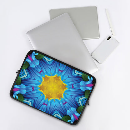 Blue And Pink Flowers Kaleidoscope Print Laptop Sleeve