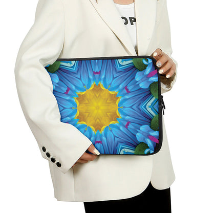 Blue And Pink Flowers Kaleidoscope Print Laptop Sleeve