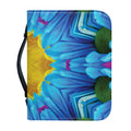 Blue And Pink Flowers Kaleidoscope Print Leather Bible Cover