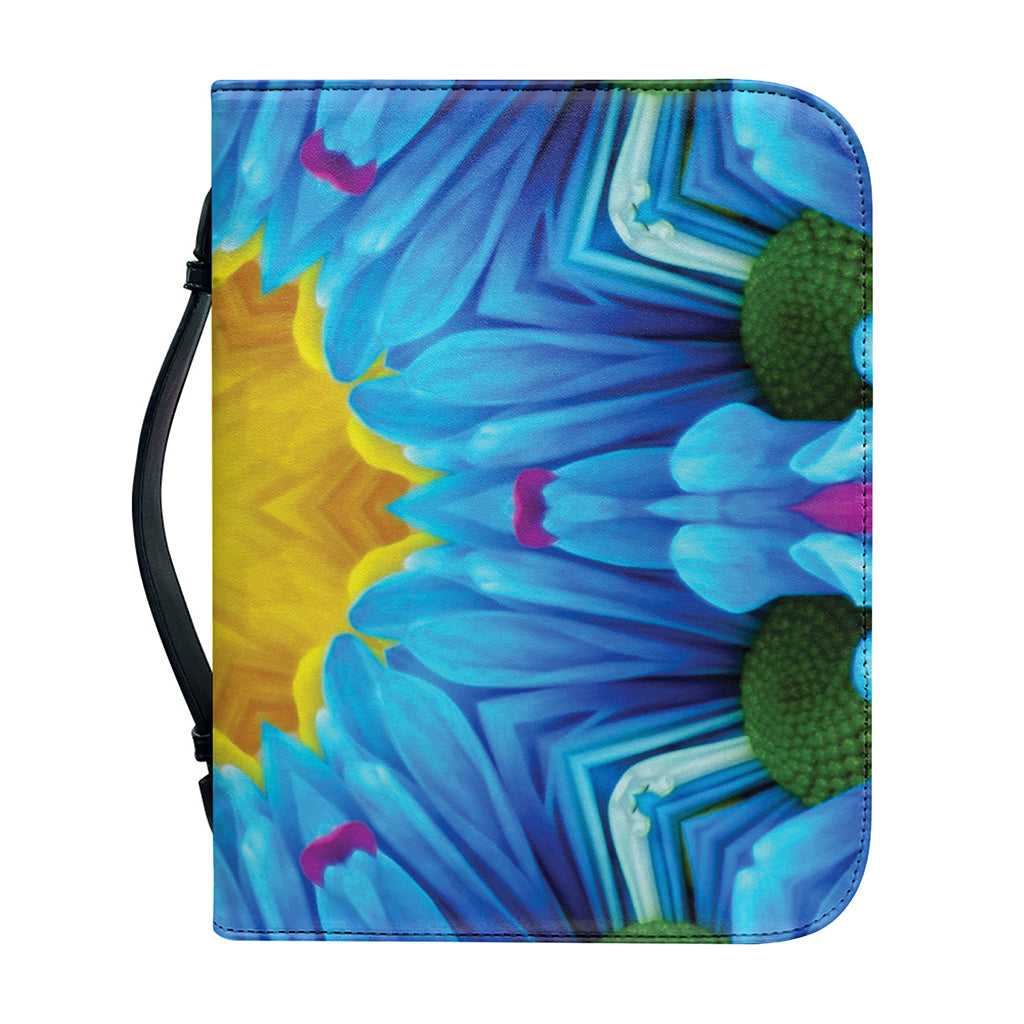 Blue And Pink Flowers Kaleidoscope Print Leather Bible Cover