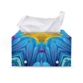 Blue And Pink Flowers Kaleidoscope Print Leather Tissue Box Cover