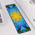 Blue And Pink Flowers Kaleidoscope Print Long Kitchen Mat