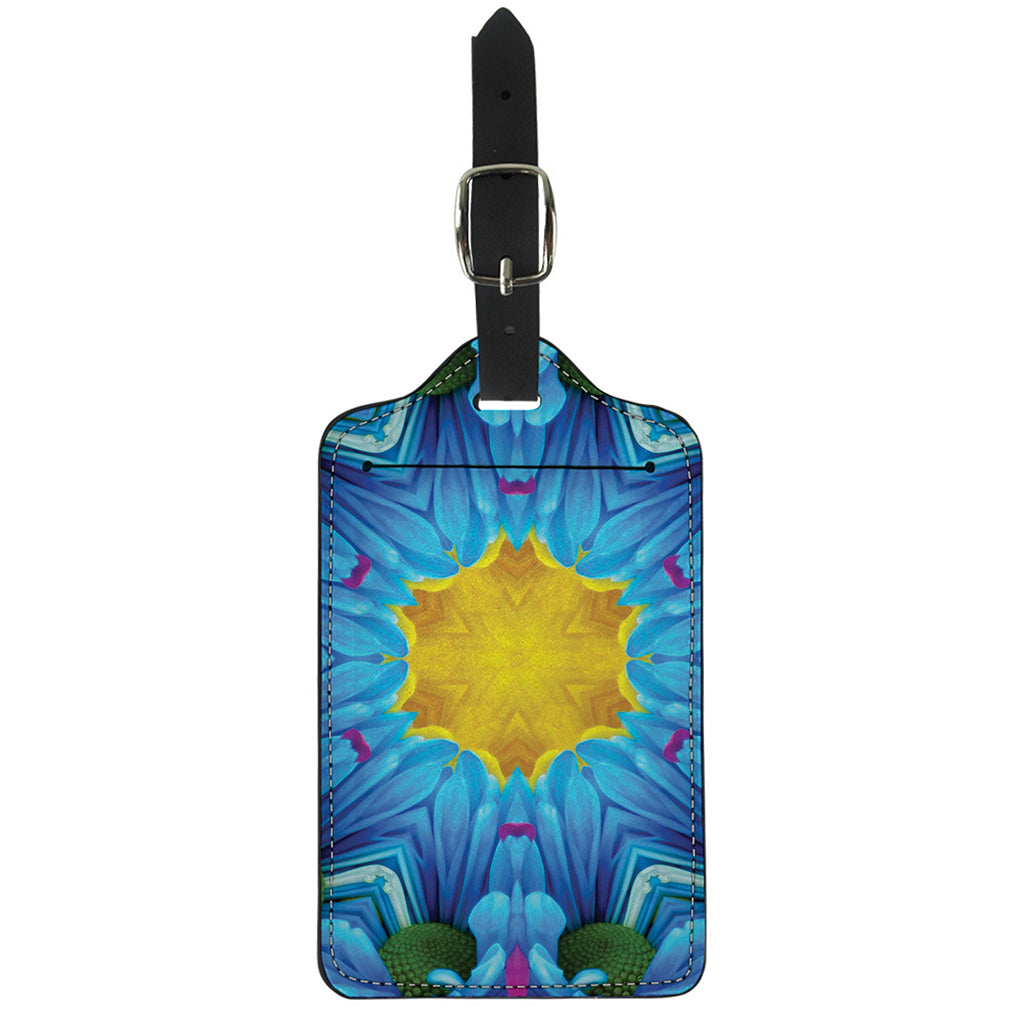Blue And Pink Flowers Kaleidoscope Print Luggage Tag