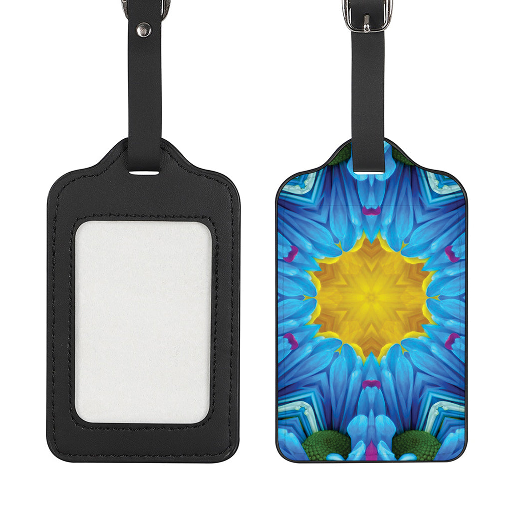 Blue And Pink Flowers Kaleidoscope Print Luggage Tag