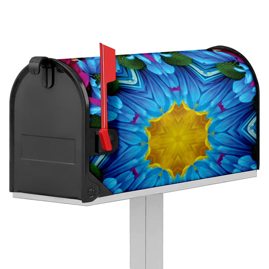 Blue And Pink Flowers Kaleidoscope Print Mailbox Cover
