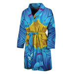 Blue And Pink Flowers Kaleidoscope Print Men's Bathrobe