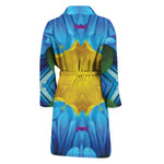 Blue And Pink Flowers Kaleidoscope Print Men's Bathrobe