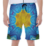 Blue And Pink Flowers Kaleidoscope Print Men's Beach Shorts