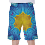 Blue And Pink Flowers Kaleidoscope Print Men's Beach Shorts