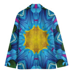 Blue And Pink Flowers Kaleidoscope Print Men's Blazer