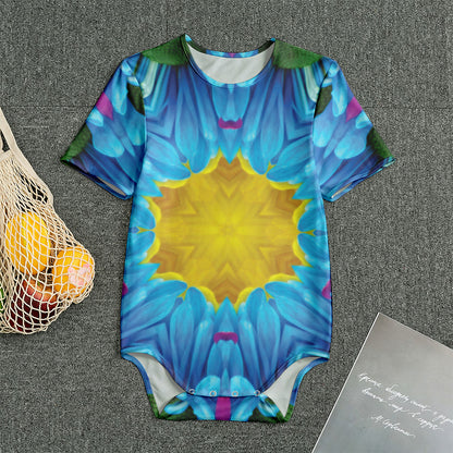 Blue And Pink Flowers Kaleidoscope Print Men's Bodysuit
