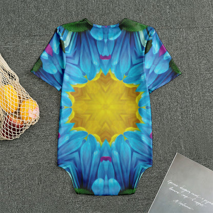 Blue And Pink Flowers Kaleidoscope Print Men's Bodysuit