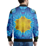 Blue And Pink Flowers Kaleidoscope Print Men's Bomber Jacket