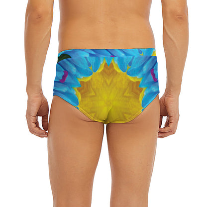 Blue And Pink Flowers Kaleidoscope Print Men's Briefs