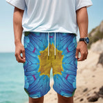 Blue And Pink Flowers Kaleidoscope Print Men's Cargo Shorts