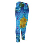 Blue And Pink Flowers Kaleidoscope Print Men's Compression Pants