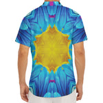 Blue And Pink Flowers Kaleidoscope Print Men's Deep V-Neck Shirt