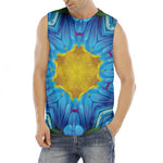 Blue And Pink Flowers Kaleidoscope Print Men's Fitness Tank Top
