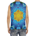 Blue And Pink Flowers Kaleidoscope Print Men's Fitness Tank Top
