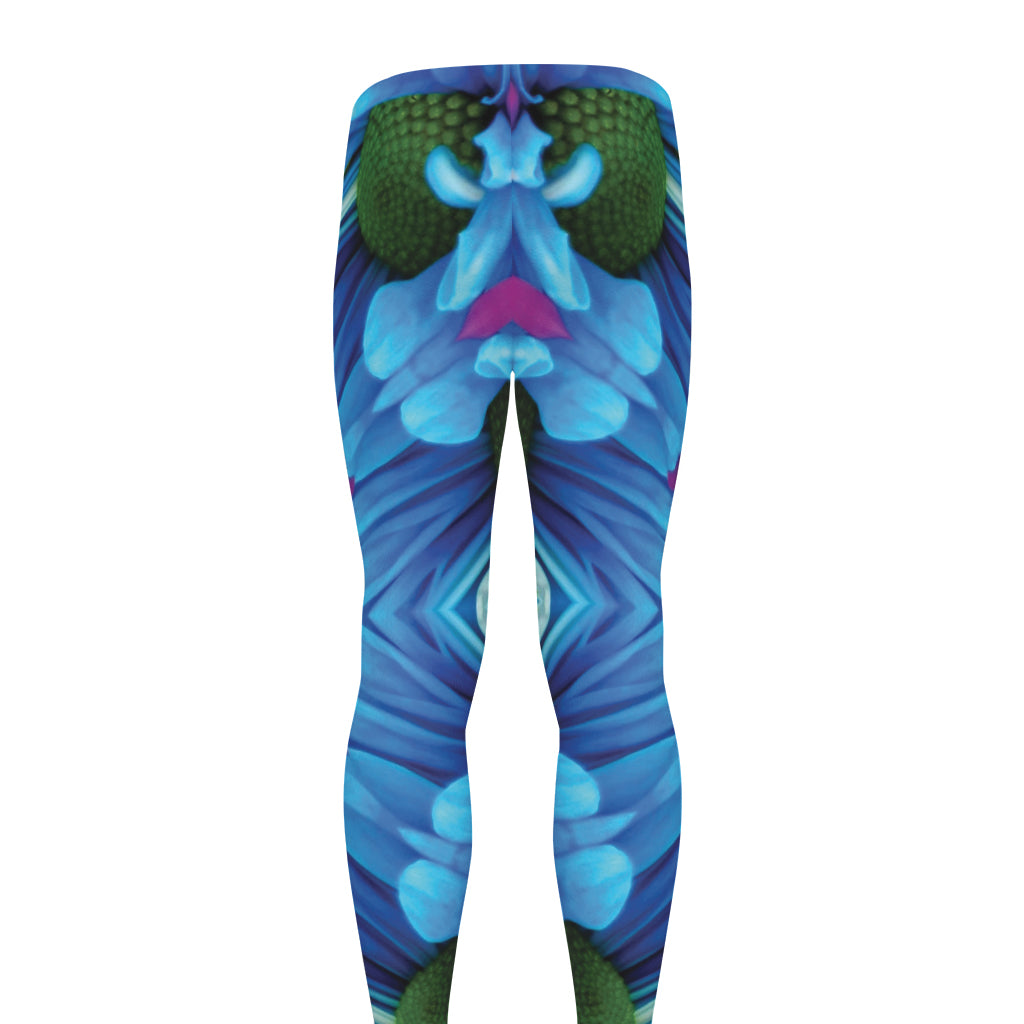 Blue And Pink Flowers Kaleidoscope Print Men's leggings