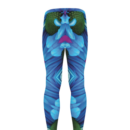 Blue And Pink Flowers Kaleidoscope Print Men's leggings