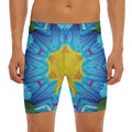 Blue And Pink Flowers Kaleidoscope Print Men's Long Boxer Briefs
