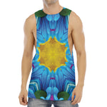 Blue And Pink Flowers Kaleidoscope Print Men's Muscle Tank Top