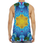 Blue And Pink Flowers Kaleidoscope Print Men's Muscle Tank Top