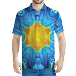 Blue And Pink Flowers Kaleidoscope Print Men's Polo Shirt