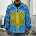 Blue And Pink Flowers Kaleidoscope Print Men's Shirt Jacket