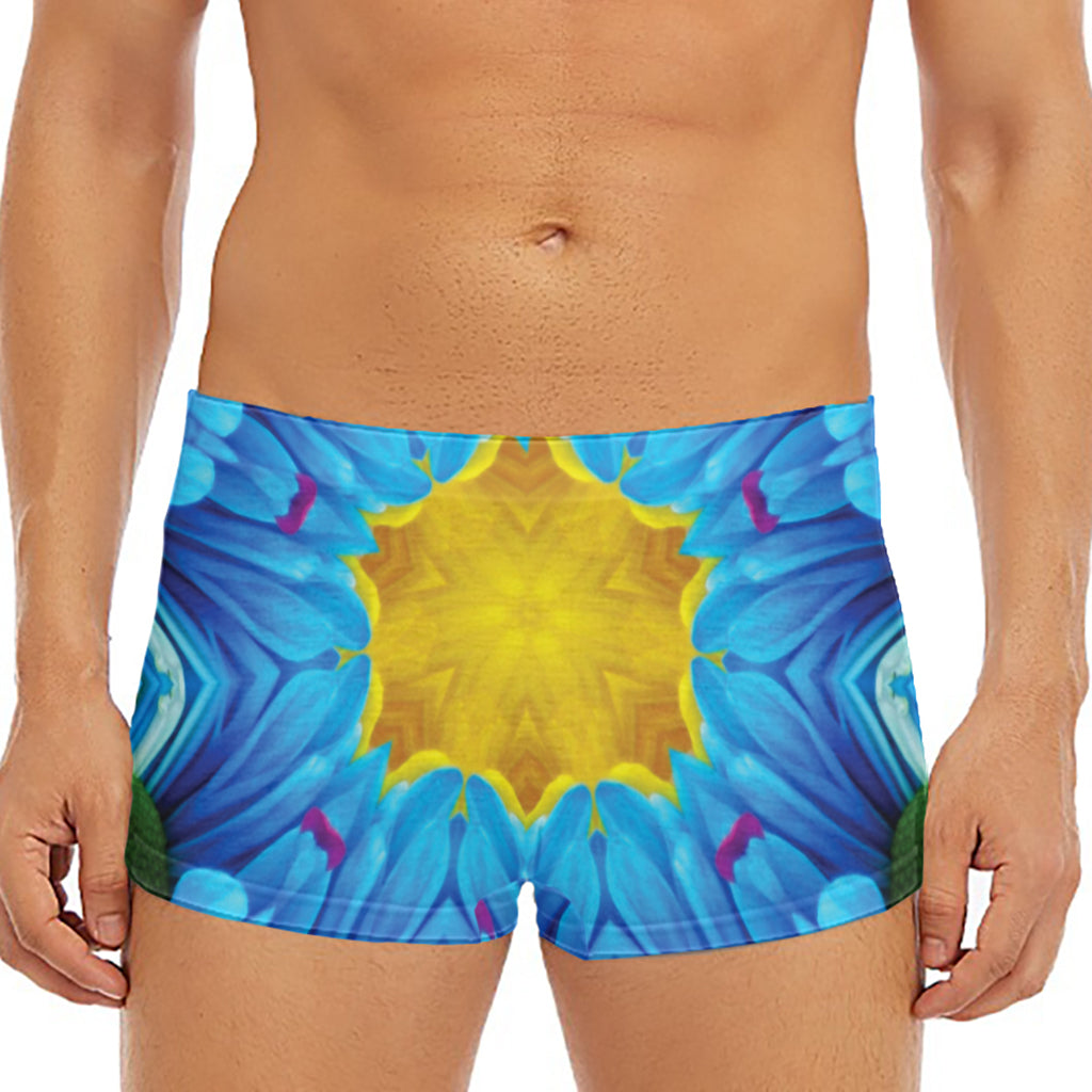 Blue And Pink Flowers Kaleidoscope Print Men's Short Boxer Briefs